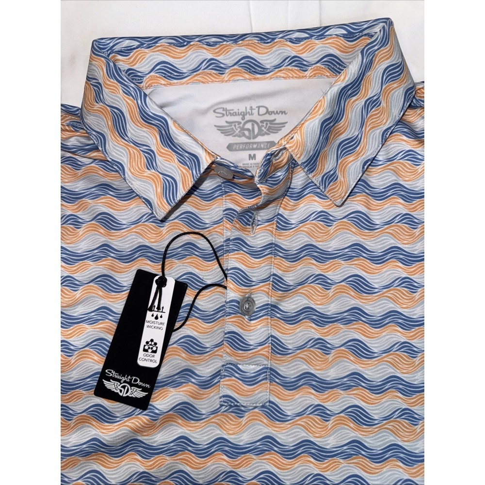Straight Down Tidal Wave Performance Golf Polo Shirt Men M NWT